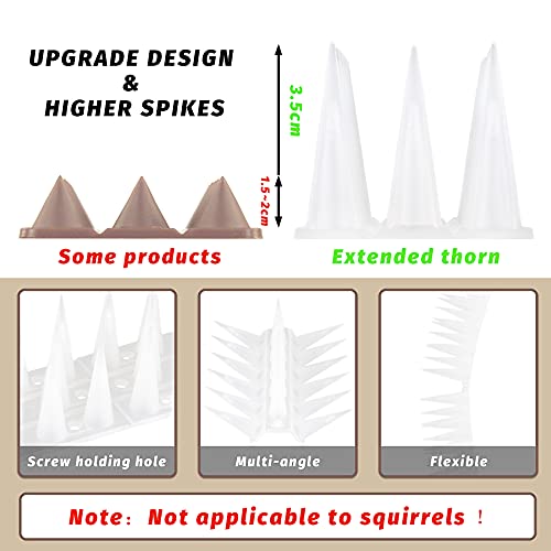 Grovind Birds Spikes Anti Climb Spikes Plastic Spikes to Defence Cat, Racoon and Small Animals Apply to Fences, Roof Keep Birds Away