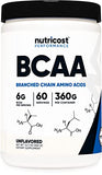 Nutricost BCAA Powder 2:1:1 (Unflavored, 60 Servings) - Vegetarian, Non-GMO, Gluten Free, Branched Chain Amino Acids