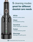 Sonic Electric Toothbrush for Adults - Rechargeable Electric Toothbrushes with 8 Brush Heads & Travel Case,Teeth Whitening , Power Electric Toothbrush with Holder, 3Hours Charge for 120 Days - Black