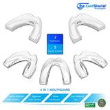 The ConfiDental - Pack of 5 Moldable Mouth Guard for Teeth Grinding Clenching Bruxism, Sport Athletic, Whitening Tray, Including 3 Regular and 2 Heavy Duty Guard (3 (LLL) Regular 2 (II) Heavy Duty)