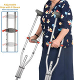 Lightweight Underarm Crutches with Height Adjustment up to 300 LBS, Aluminum Walking Aid for Teens to Adults Range 4’6”– 6’6”, Durable Crutches with Underarm Pad and Hand Grip, 1 Pair (Gray,Triangle)