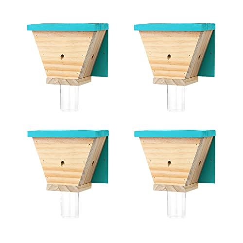 GAW Nature Wood Shed Style Carpenter Bee Traps for Outdoors, 4 Pack Best Wooden Bee Trap for Outside