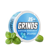 Grinds Coffee Pouches | 10 Cans of Spearmint | 18 Pouches Per Can | 1 Pouch eq. 1/4 Cup of Coffee (Spearmint)