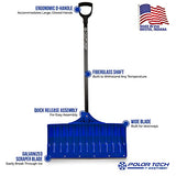 EarthWay Polar Tech 90026 Contractor 26 inch Snow Shovel with Metal Cutting Edge, Long Fiberglass Handle Shaft, Ergonomic D Handle and Quick Assembly