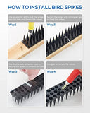 BORHOOD Bird Spikes for Outside, Bird Deterrent Spikes for Small Robin Pigeon Squirrel Raccoon Crow Cats Defender Spikes to Keep Birds Away and Keep Birds from Building Nest