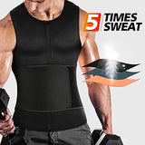 Cimkiz Mens Sweat Sauna Vest for Waist Trainer Zipper Neoprene Tank Top, Adjustable Sauna Workout Zipper Suit (Black, 4X-Large)