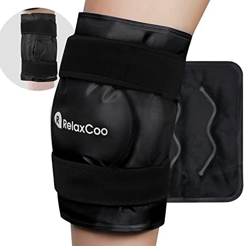 RelaxCoo XXL Knee Ice Pack Wrap Around Entire Knee After Surgery, Reusable Gel Ice Pack for Knee Injuries, Large Ice Pack for Pain Relief, Swelling, Knee Surgery, Sports Injuries, 1 Pack