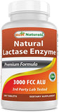 Best Naturals, Fast Acting Lactase Enzyme, 3000 FCC ALU, 180 Tablets (180 Count (Pack of 2))