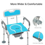 HEAO 4 in 1 Heavy Duty Bedside Commode with Arms and Back 400lbs, Medical Commode Chair with Bucket, Adjustable Padded Commode Chair for Toilet, Potty Chair for Seniors, Adults, Handicapped