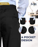 Pembrook Mens Elastic Waist Pants for Seniors - Adaptive Mens Pants for Elderly with Zipper and Button | Elastic Waist Pants for Men | Senior Elastic Waist Pants Black