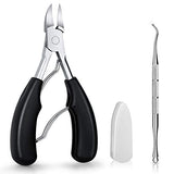 Toenail Clippers, Medical Grade Toe Nail Trimmer, Nail Clippers for Thick Nails or Ingrown Toenail Tool, Stainless Steel Sharp Pedicure Toe Nail Clippers Adult, Rubber Handle. (Black)