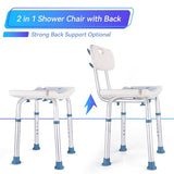Icedeer 2 in 1 Shower Chair Seat with Removable Back, Shower Chair for Inside Shower and Bathtub, Adjustable Shower Stool for Elderly, Handicap, Pregnant, Disabled—Tool-Free Assembly(350 lb Capacity)
