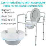 Vive Commode Liners with Absorbent Pads - Portable Toilet Bedside Chair Replacement Bags - Disposable Porta Potty Liners for Bariatric Standard Arm 3 in 1 Folding Buckets - Leakproof (24 Pack)