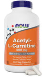 Now Foods Now Acetyl L Carnitine 500mg, 360 Veg Capsules - Non-GMO ACL 500 mg Caps