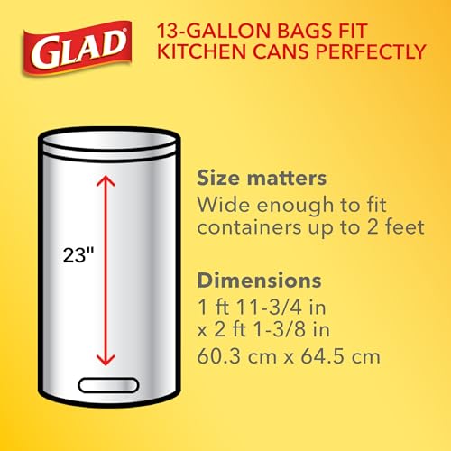 Glad ForceFlex Tall Kitchen Drawstring Trash Bags, 13 Gal, Fresh Clean Scent with Febreze, 110 Ct