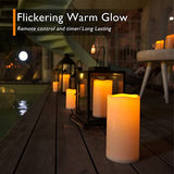 Homemory 10" x 4" Large Waterproof Outdoor Flameless Candles with Remote Control and Timer, Battery Operated Flickering LED Pillar Candles for Outdoor Larterns, Porch, Long Lasting, Set of 2