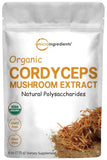 Sustainably US Grown, Organic Cordyceps Mushroom Extract Powder 100:1 | 6 Ounce, 30% Polysaccharides and Cordycepic Acid, From Fruit Body and Mycelium, Supports Energy & Immune Health