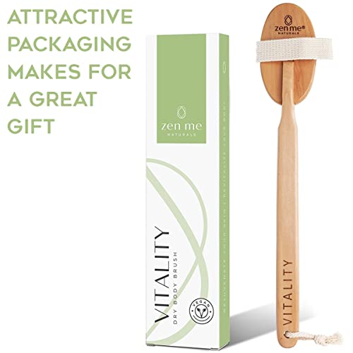 Zen Me Premium Vegan Bristle Brush, Exfoliating Brush with Firm Natural Bristles for Cellulite and Lymphatic, Body Scrub Brush for Experienced Users, with Detox eBook Gift, (Set of 3)