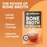 Dr. Kellyann Bone Broth Packets, Homestyle Chicken Flavor (7 Servings), Chicken Broth with 100% Grass-fed Hydrolyzed Collagen Peptides Powder, 16g Protein, Keto and Paleo Diet Friendly