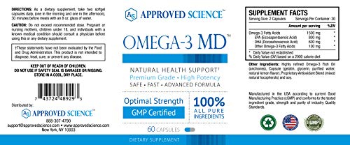 Omega-3MD - Fish Oil EPA & DHA - Improve Cardiovascular, Cognitive, and Joint Health - 1 Bottle Supply