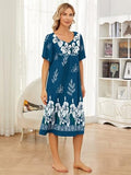 Muumuu Dresses for Women Plus size Nightgowns with Pockets House Dresses for Elderly Soft For Older Women Lounge Dresses Loungewear For Women Night Shirts Womens Night Gowns For Sleeping Blue 3XL