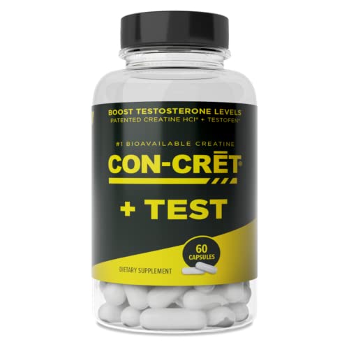 CON-CRET®+ Test, CON-CRET® Patented Creatine HCl Now with Testofen®, Boost Testosterone Levels, 60 Capsules