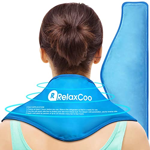 RelaxCoo Neck Ice Pack Wrap, Reusable Gel Ice Pack for Neck Shoulders, Cold Compress Therapy for Pain Relief, Injuries, Swelling, Bruises, Sprains, Inflammation and Cervical Surgery Recovery