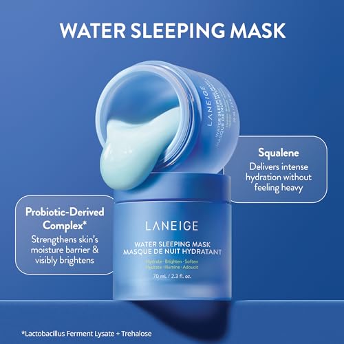 Bundle of LANEIGE Lip Sleeping Mask: Nourish & Hydrate with Vitamin C, Antioxidants, 0.7 oz. + LANEIGE Water Sleeping Mask