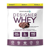 Designer Wellness, Designer Whey, Natural Whey Protein Powder with Probiotics, Fiber, and Key B-Vitamins for Energy, Gluten-Free & Kosher, Double Chocolate, 2 lb