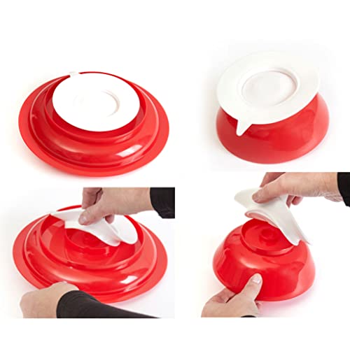 pekokavo Spill Proof Scoop Bowl and Plate with Suction Base, Adaptive Self-Feeding Dinnerware for Elderly/Disabled (Red Combo Set)