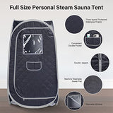 Smartmak Portable Steam Sauna Tent, Full Body Personal Home Spa, Lightweight Foldable Steam Room for Detox Therapy, Steamer NOT Included (L 31.5” * W 31.5” * H 55.2” BlackGrey)