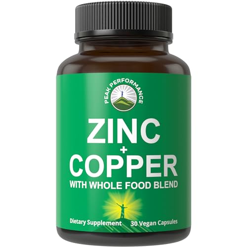 Zinc with Copper + Whole Food Blend of 25 Vegetables and Fruits for Max Absorption. Immune Support Supplement Capsules. Two Essential Minerals for Immunity. Zinc Vitamin Pills for Men and Women.