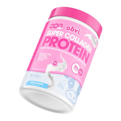 Obvi Collagen Peptides, Protein Powder, Keto, Gluten and Dairy Free, Hydrolyzed Grass-Fed Bovine Collagen Peptides, Supports Gut Health, Healthy Hair, Skin, Nails (30 Servings) (Unflavored)