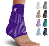 Sleeve Stars Ankle Brace for Plantar Fasciitis Relief, Ankle Wrap & Ankle Brace for Women & Men w/ Ankle Support Strap for Sprained Ankle & Heel Protectors Sleeve, Heel Brace for Heel Pain (Single/Dark Purple)