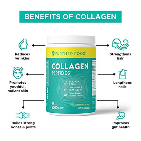 Further Food Premium Unflavored Collagen Peptides Powder Supplement | Premium Grass-Fed, Keto Protein | Hydrolyzed Collagen Powder for Maximum Absorption - for Men and Women(28 Servings)