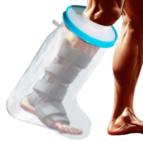 Tideshake - 100% Waterproof Extra Wide Leg Cast Cover for Showering, Reusable Extra Large Adult Short Leg Cast Protector, Cast Bag for Shower, Cast Cover for Showering Foot