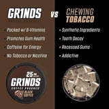 Grinds Coffee Pouches | 6 Cans of Black Coffee | 18 Pouches Per Can | 1 Pouch eq. 1/4 Cup of Coffee (Black Coffee)