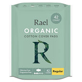 Rael Organic Cotton Cover Pads with Wings - Regular Absorbency, Unscented, Ultra Thin for Women (Regular, 42 Count)