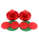1 Set Mini Air Hockey Pushers and Air Hockey Pucks Great Goal Handles Pushers Goal Handles Paddles Replacement Accessories for Game Tables 60 MM, Red(2 Strikers, 4 Pucks)