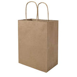 bagmad 100 Pack 8x4.75x10 inch Plain Medium Paper Bags with Handles Bulk, Brown Kraft Bags, Craft Gift Bags, Grocery Shopping Retail Bags, Birthday Party Favors Wedding Bags Sacks (Brown, 100pcs)