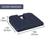 DMI Sloping Back Foam Seat Cushion for Coccyx Pain Relief, For Use with Chairs and Wheelchairs, With Cover, FSA HSA Eligible, 16 x 18 x 2 – 4 Inches, Navy.