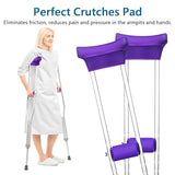 Crutch Pads and Crutch Hand Grip Covers Non Slip Universal Underarm Padding Washable Soft Foam Crutch Pad Covers for Adults, Kids 4PCS (Purple)