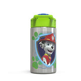 Zak Designs 15.5oz Stainless Steel Kids Water Bottle with Flip-up Straw Spout - BPA Free Durable Design, Paw Patrol Boy SS