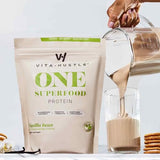 VitaHustle ONE Superfood Protein Powder & Greens Shake by Kevin Hart, 20G Vegan Protein, Meal Replacement, Probiotics, No Added Sugar (Vanilla Bean) 15 Svg