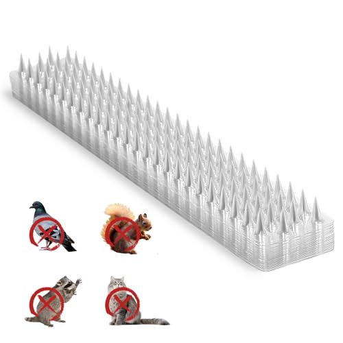Touri 24 Pack Clear Transparent PVC Bird Spikes Deterrent Strips for Outside to Keep Birds, Pigeons, Cats, Squirrels, Raccoons Away