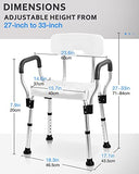 Sangohe Shower Chair for Inside Shower, Heavy Duty Shower Seat with Back, Shower Chair for Bathtub with Arms for Handicap, Shower Seats for Elderly with Bath Ball and Wall-Mount Handle, 796C-B