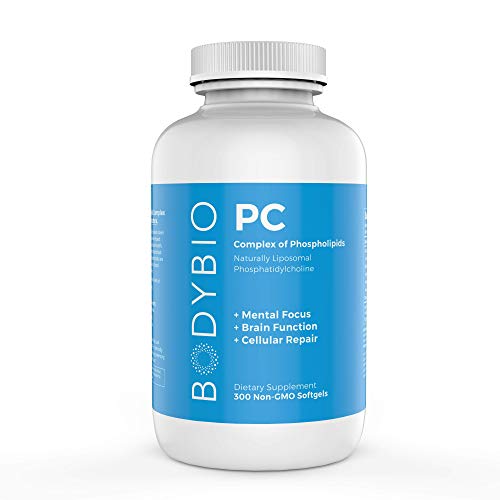 BodyBio Brain Supplement 300 Softgels - Pure Phospholipid Complex | Nootropics Booster | Enhance Focus, Brain Function, Cellular Repair Phosphatidylcholine for Increased Bioavailability