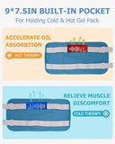 Castor Oil Pack Wrap for Women Gifts, 4 Pcs Reusable Organic Cotton Pack Kit for Neck Waist Knee, Flannel Cloth Compress Kit for Liver Detox Insomnia Constipation and Inflammation (Blue)