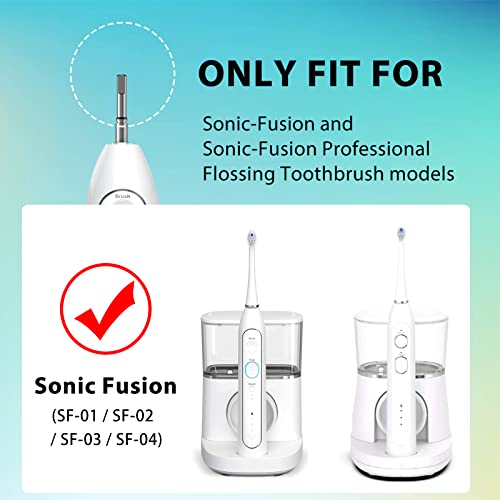 Replacement Brush Heads for 𝗪𝗮𝘁𝗲𝗿𝗽𝗶𝗸 𝐒𝐨𝐧𝐢𝐜-𝐅𝐮𝐬𝐢𝐨𝐧 2.0 Flossing Toothbrush with Cover, Compact, 3 Count White, Soft Bristles