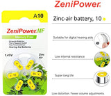 Zenipower Hearing Aid Batteries Size: 10 (60 Batteries)